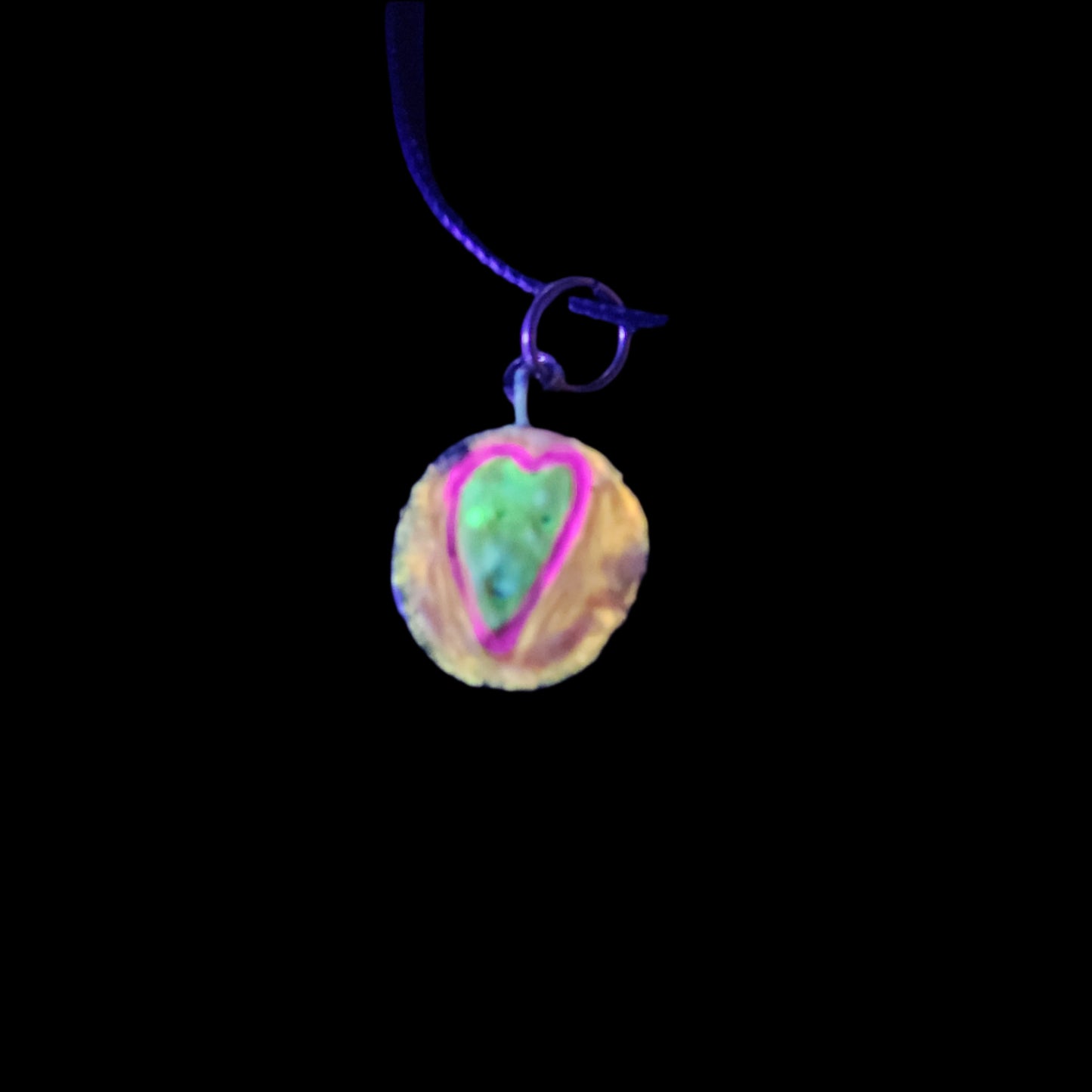 Smiling heart Pendant/Charm *Blacklight/UV Light activated*