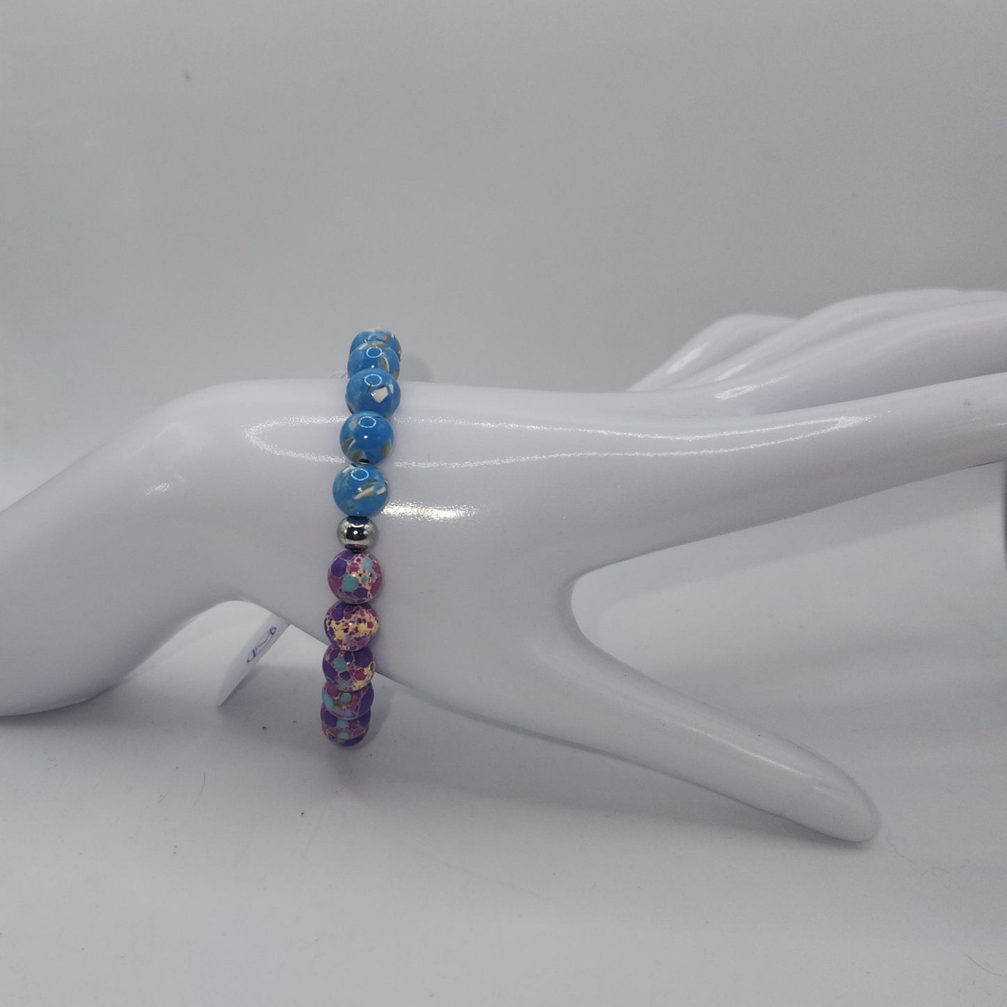 Turquoise seashell and galaxy gem bracelet medium
