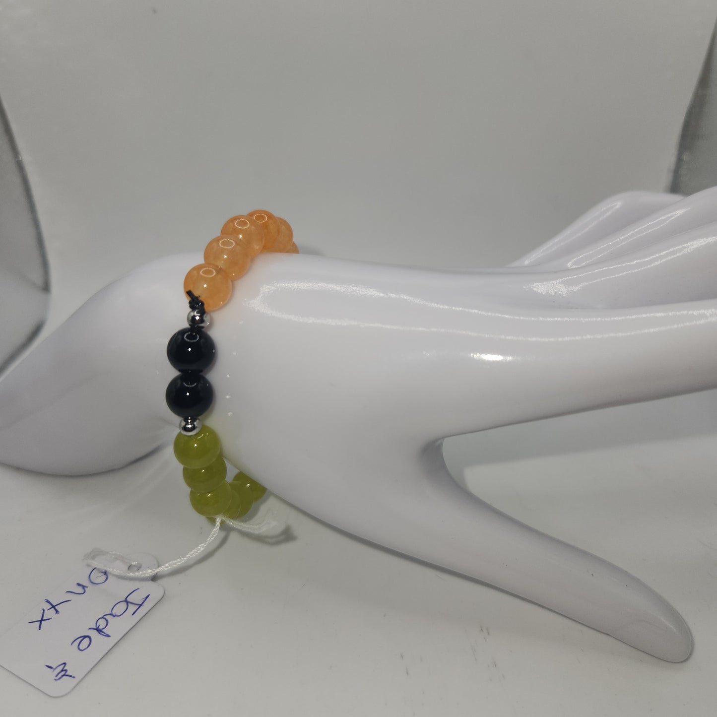 Yellow and orange jade and onyx bracelet medium