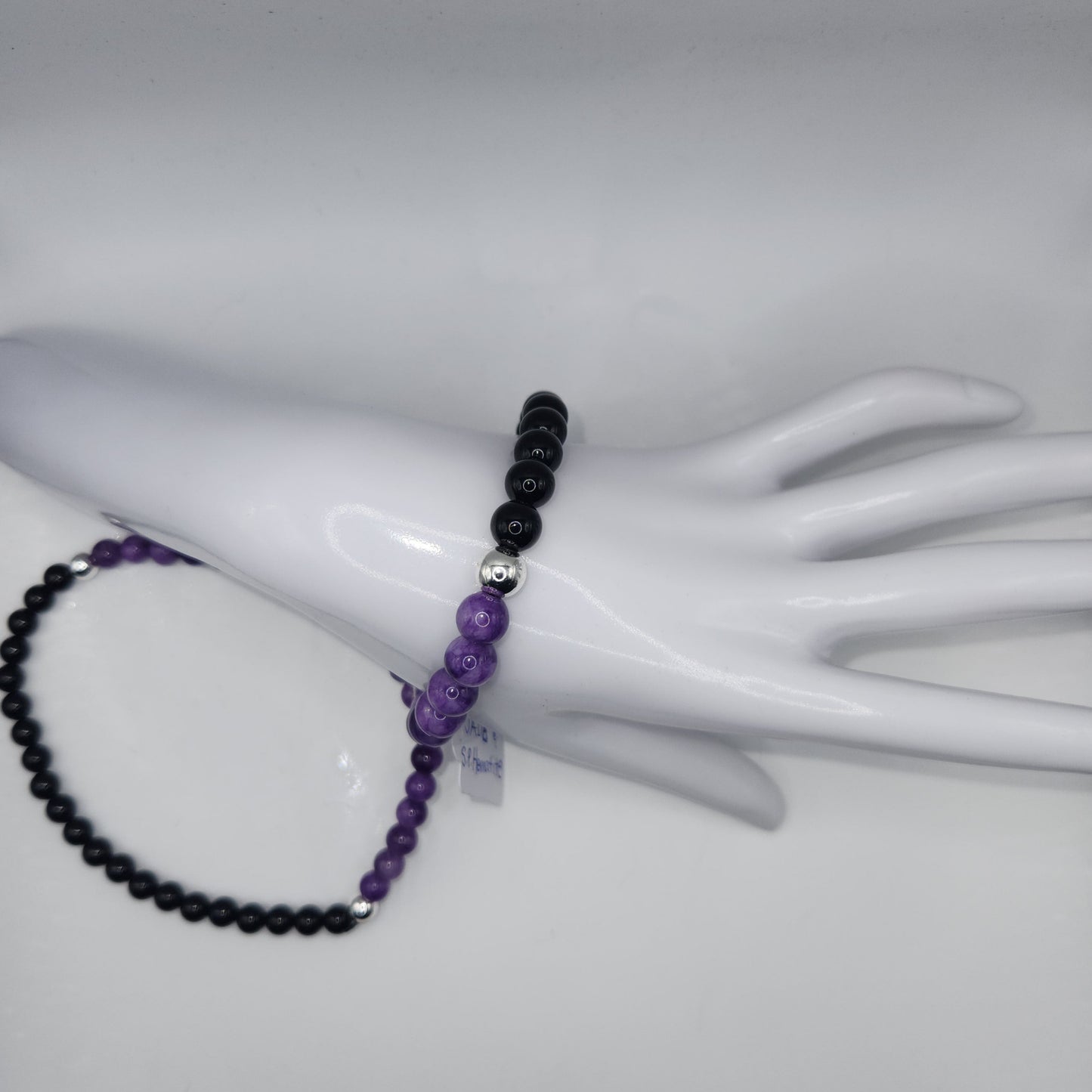 Purple and Black onyx and jade bracelet/anklet set