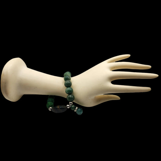 Jade dangle-bead charm bracelet