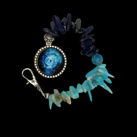 Blue galaxy zipper pull *Glow in the dark*