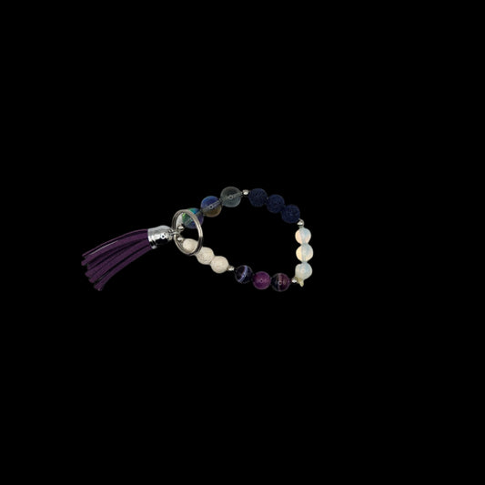 Purple agate bracelet-style keychain
