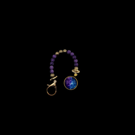 Purple and gold zipper pull *Glow in the dark*