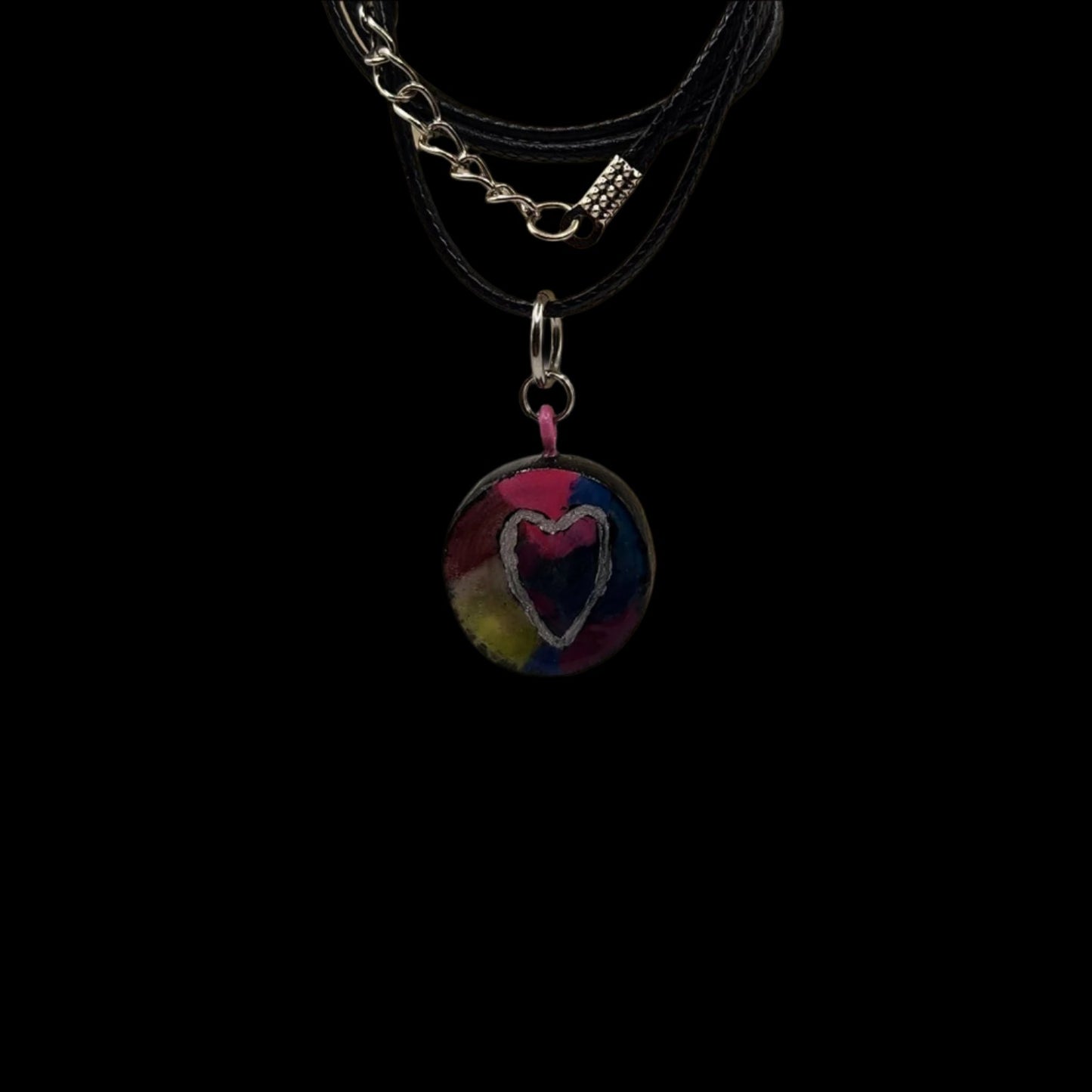 Tiedye heart Pendant/Charm *Blacklight/UV Light activated*