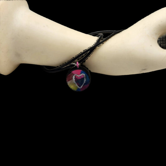 Tiedye heart Pendant/Charm *Blacklight/UV Light activated*