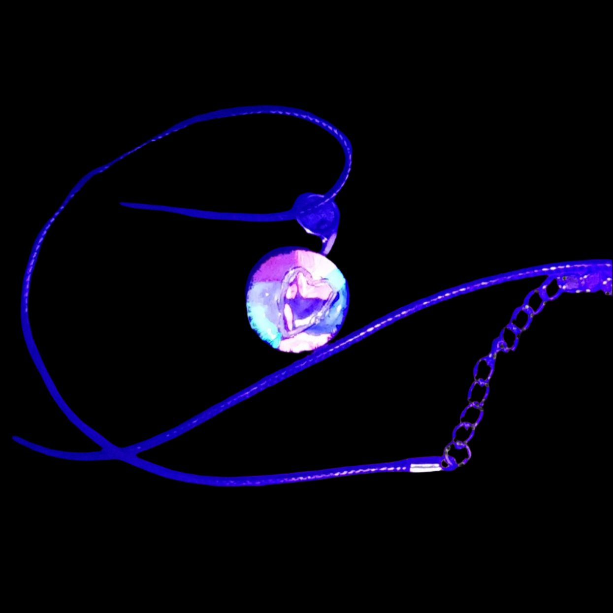 Tiedye heart Pendant/Charm *Blacklight/UV Light activated*