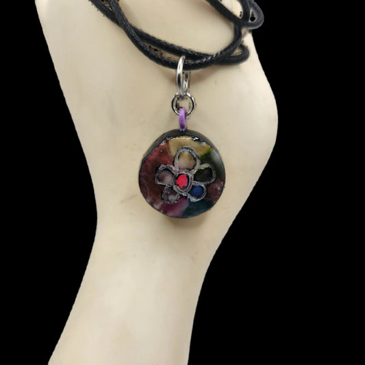 Tie-Dye flower Pendant/Charm *Blacklight/UV Light activated*