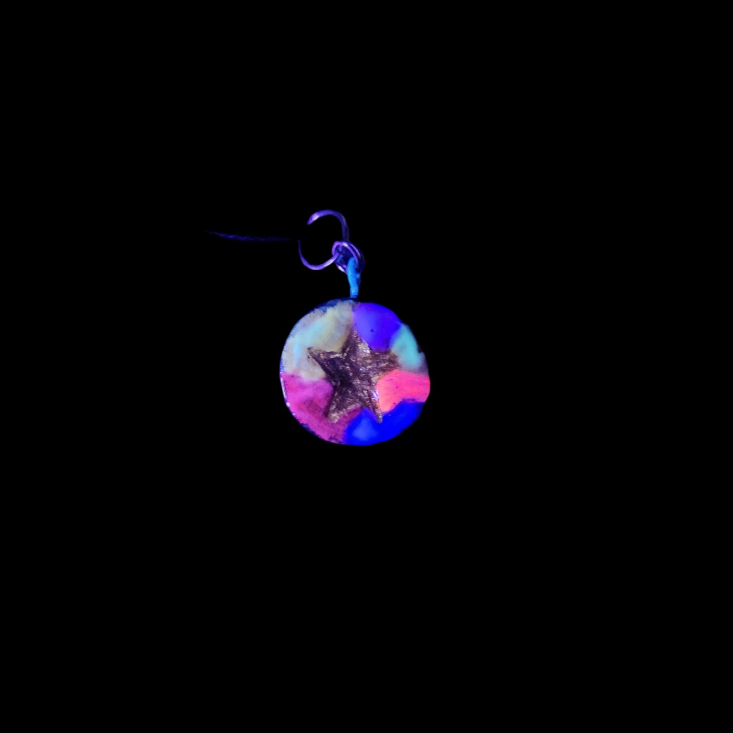 Tie-Dye Golden star Pendant/Charm *Blacklight/UV Light activated*