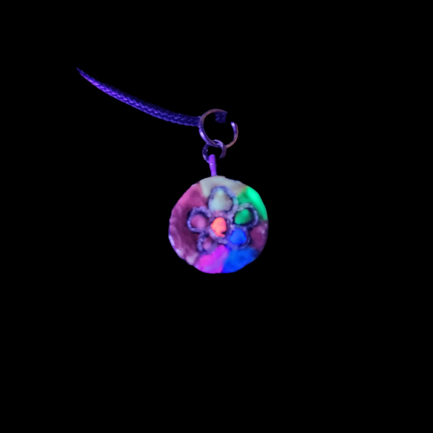 Tie-Dye flower Pendant/Charm *Blacklight/UV Light activated*