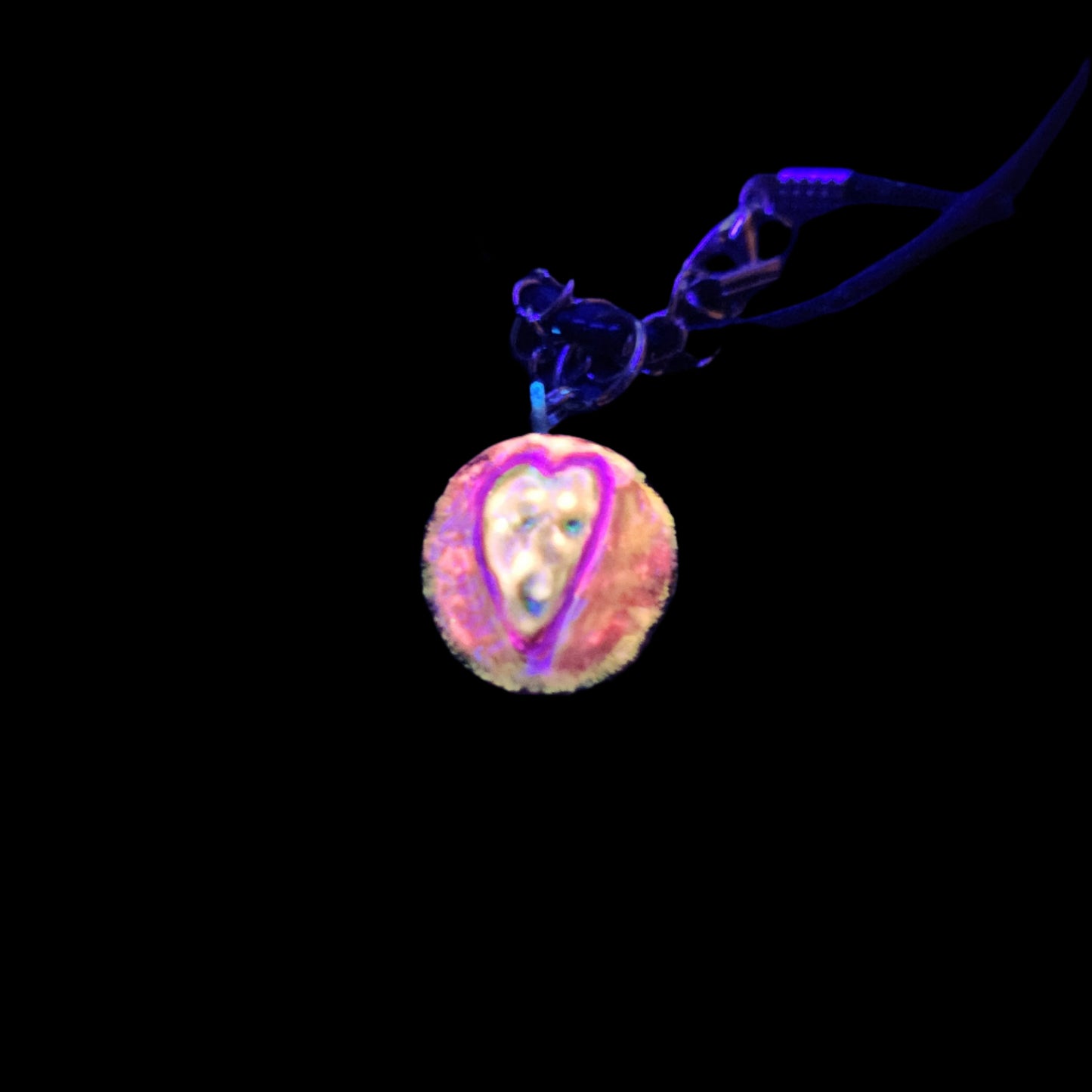 Smiling heart Pendant/Charm *Blacklight/UV Light activated*