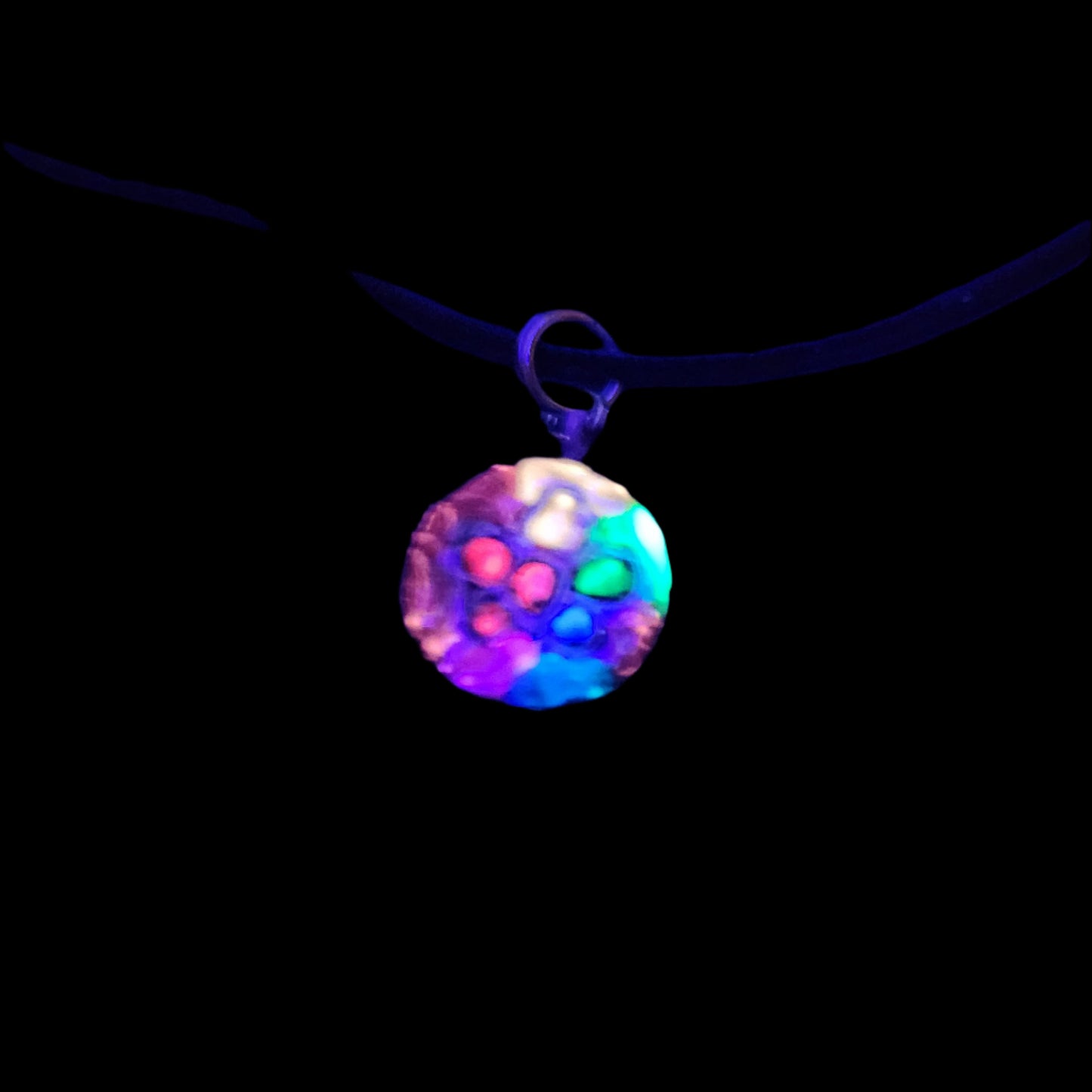 Tie-Dye flower Pendant/Charm *Blacklight/UV Light activated*