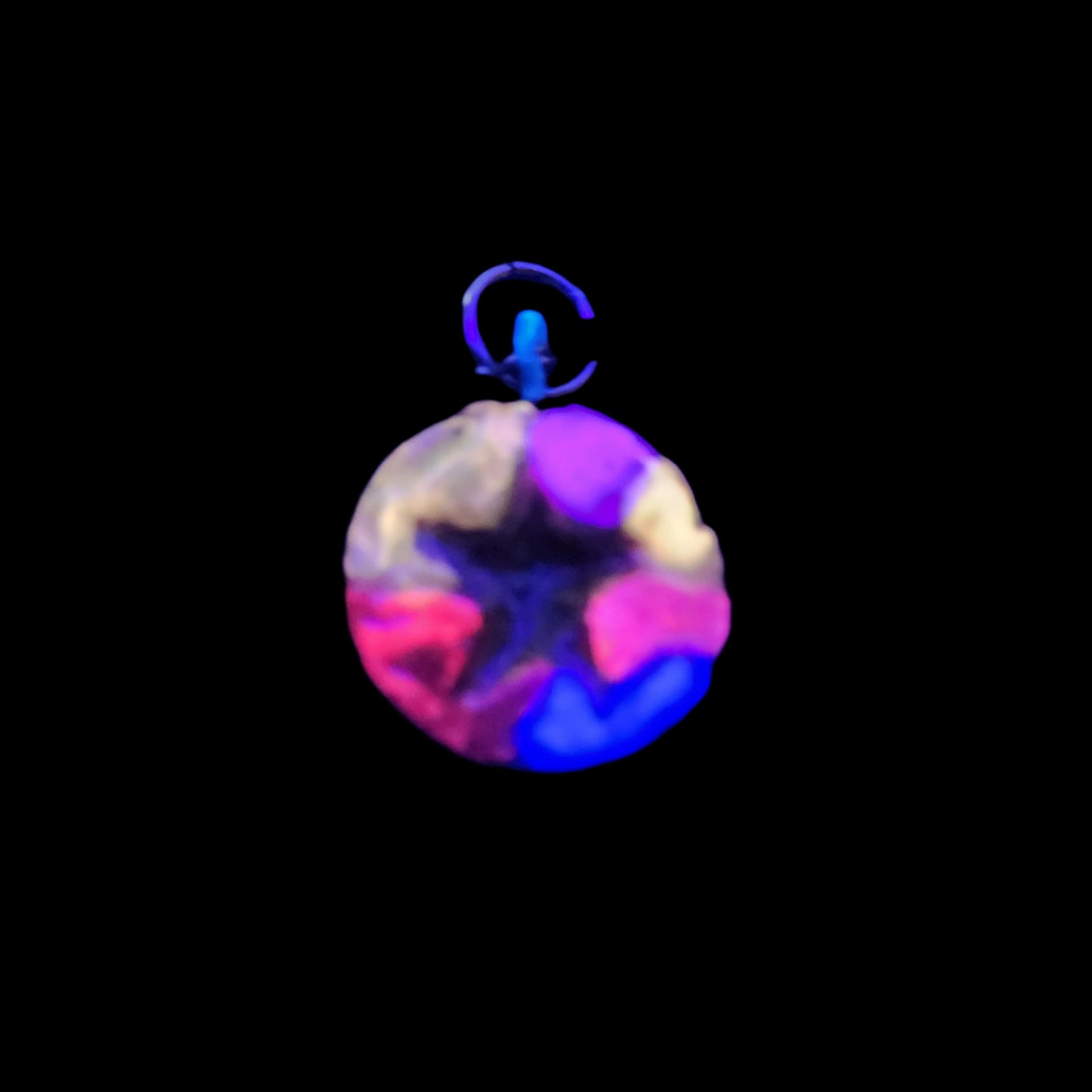 Tie-Dye Golden star Pendant/Charm *Blacklight/UV Light activated*