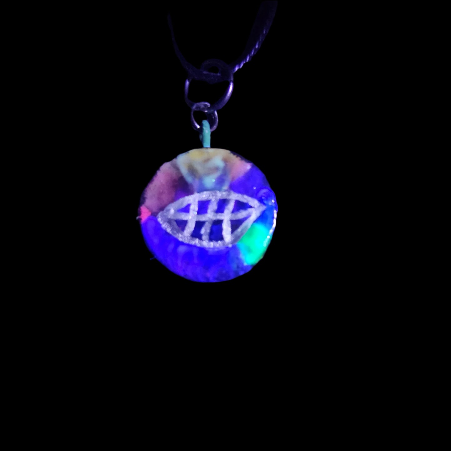 Tie Dye Leaf Pendant/Charm *Blacklight/UV Light activated*