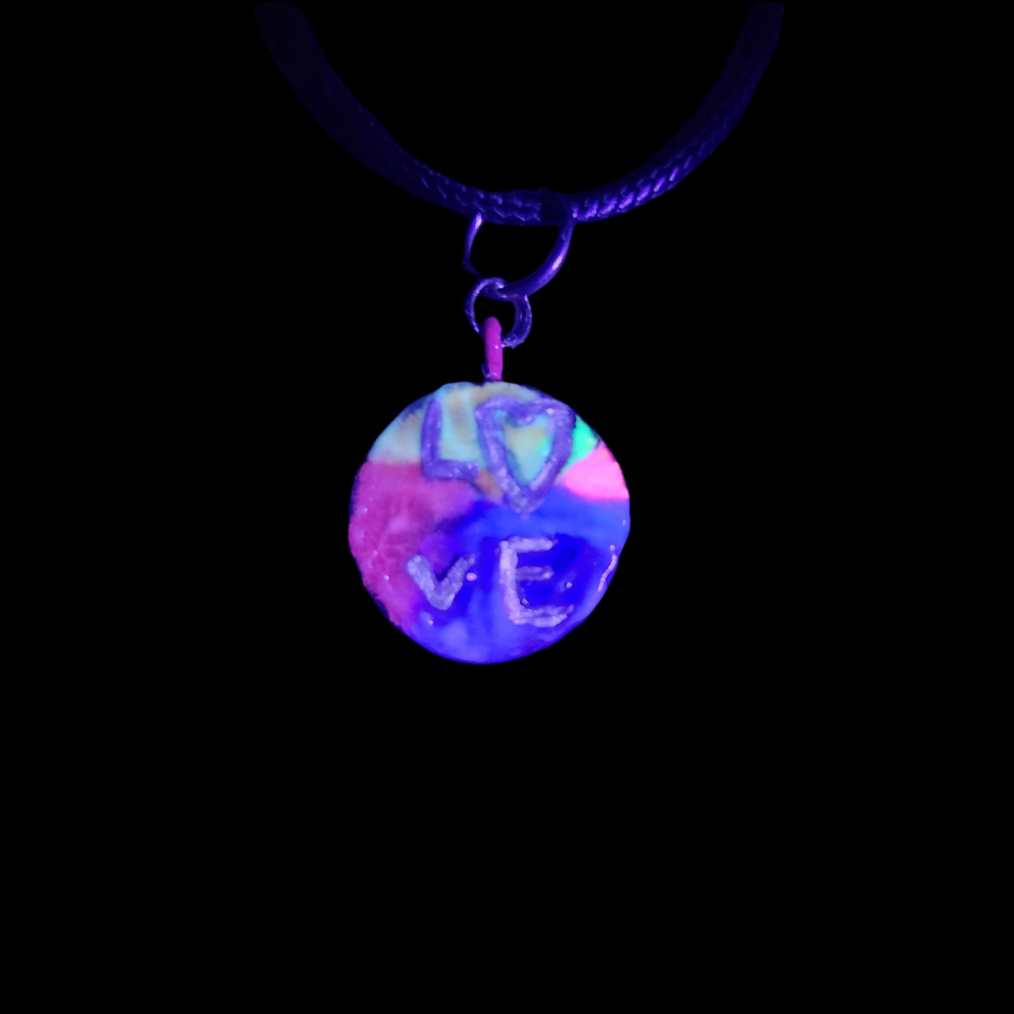 Tiedye Love Pendant/Charm *Blacklight/UV Light activated*