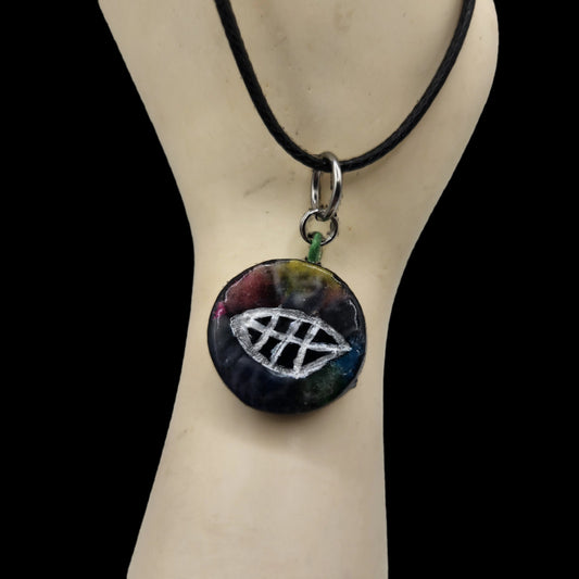 Tie Dye Leaf Pendant/Charm *Blacklight/UV Light activated*