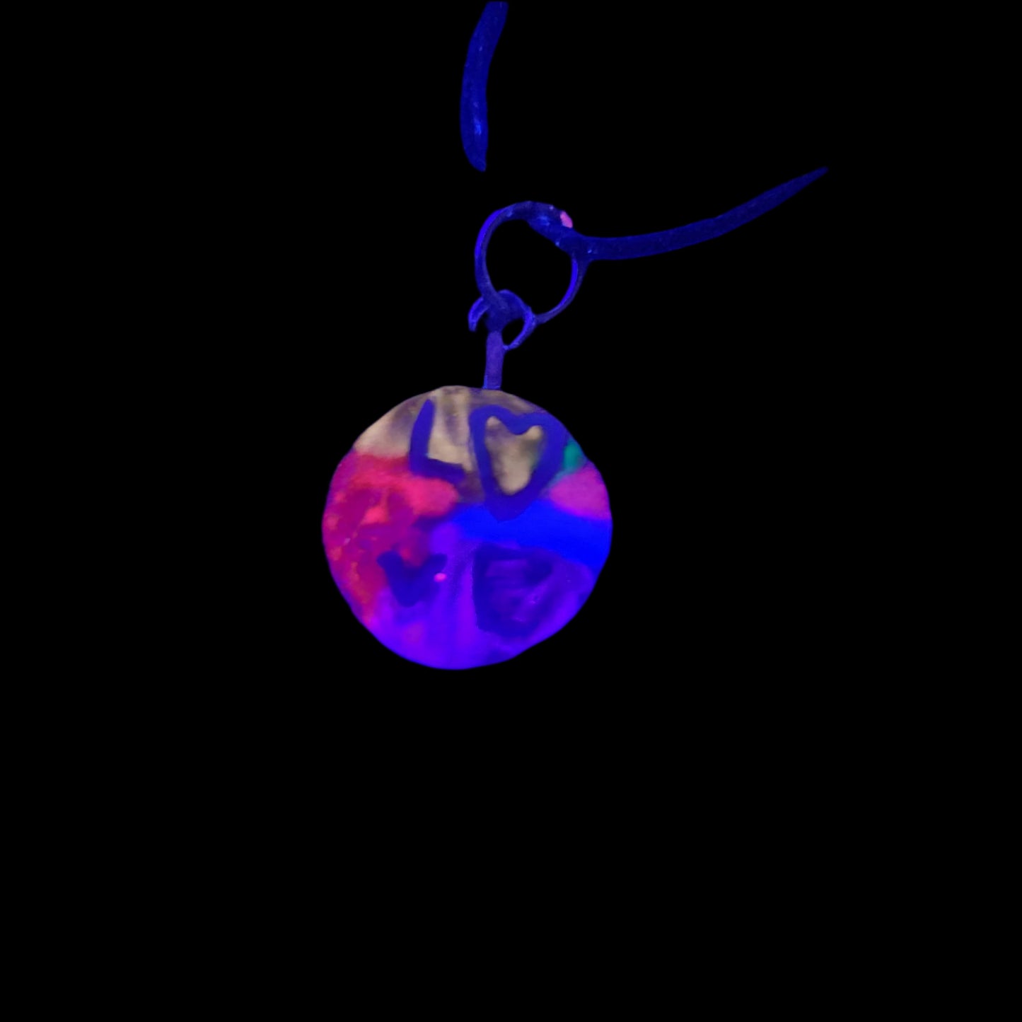 Tiedye Love Pendant/Charm *Blacklight/UV Light activated*