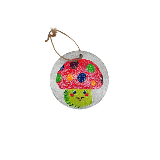 Multi-coloured Mushroom decor disk *Glows with UV/Blacklight*
