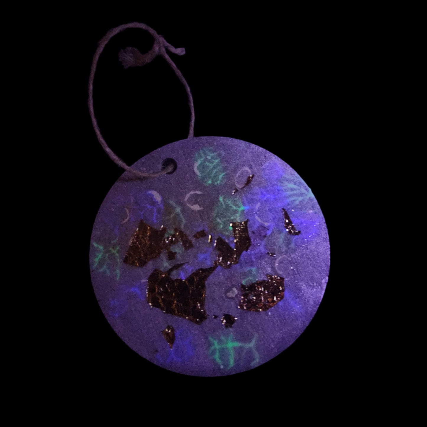 Multi-coloured Mushroom decor disk *Glows with UV/Blacklight*