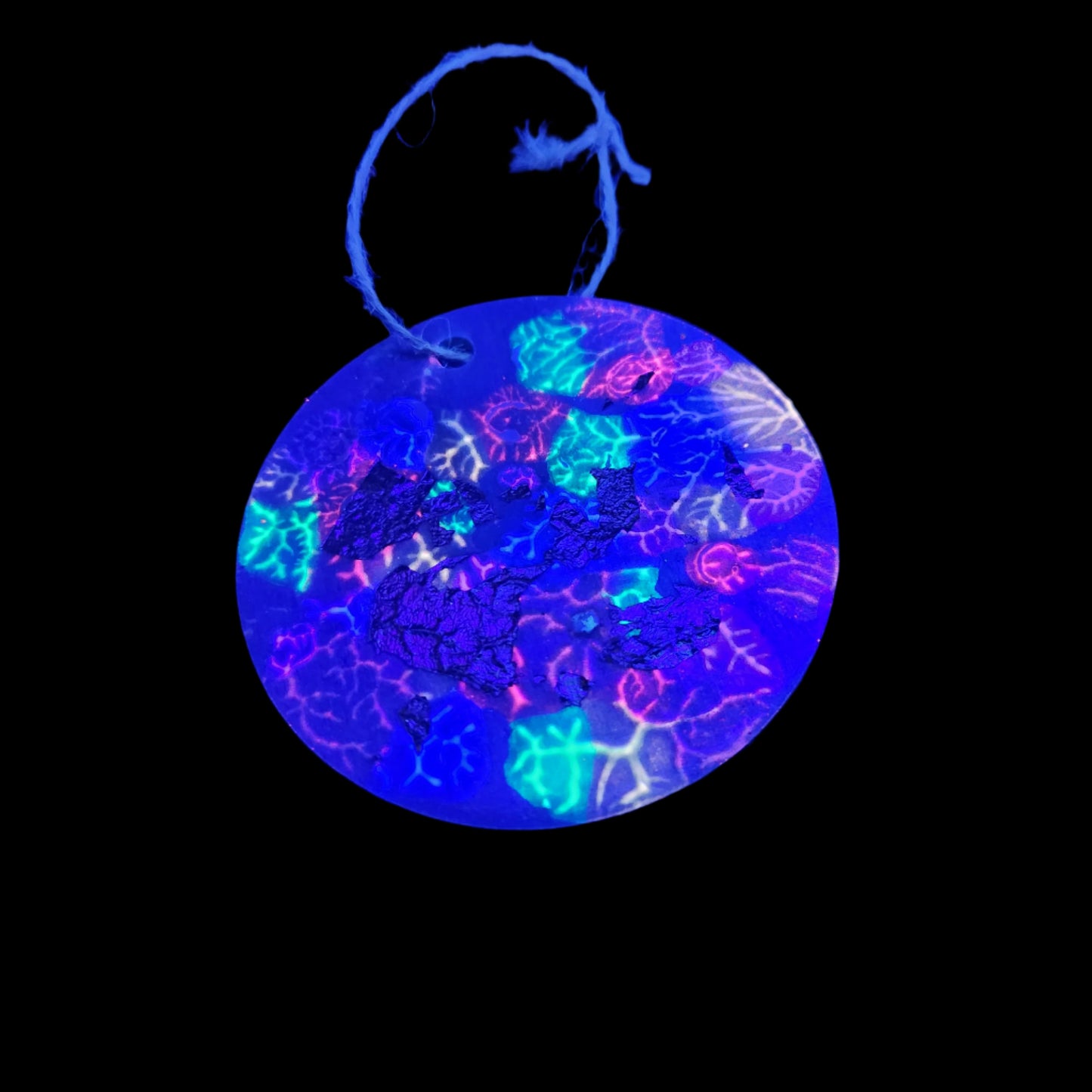 Multi-coloured Mushroom decor disk *Glows with UV/Blacklight*