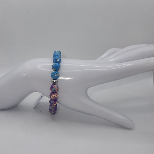 Turquoise seashell and galaxy gem bracelet medium
