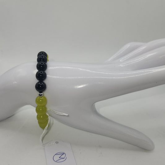 Yellow jade and onyx bracelet medium
