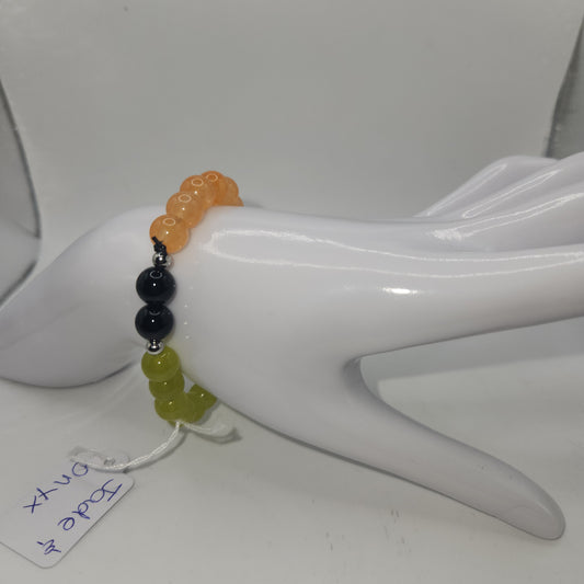 Yellow and orange jade and onyx bracelet medium