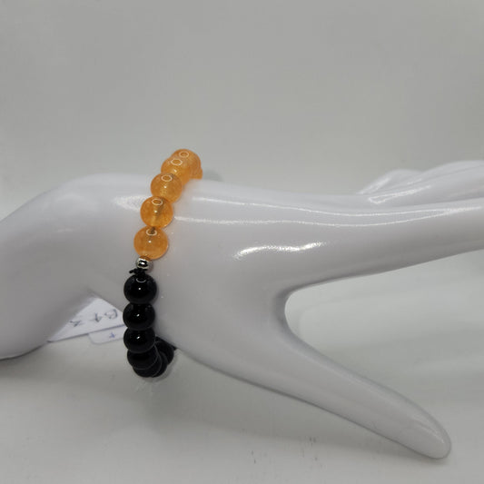 Orange jade and onyx bracelet medium