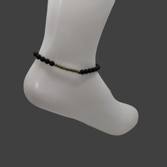 Onyx with gold-plated hematite anklet medium