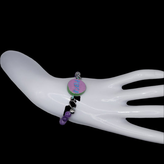 Peace bracelet with charm M//L*Glows in blacklight/UV*