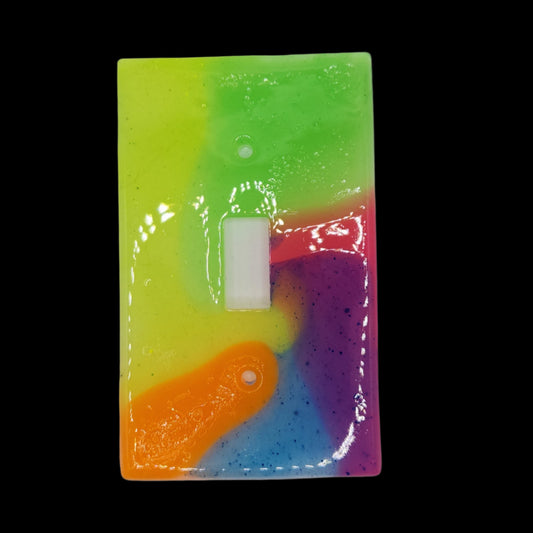 Rainbow swirl light switchplate *Glows in blacklight/UV & Glow-in-the-dark*