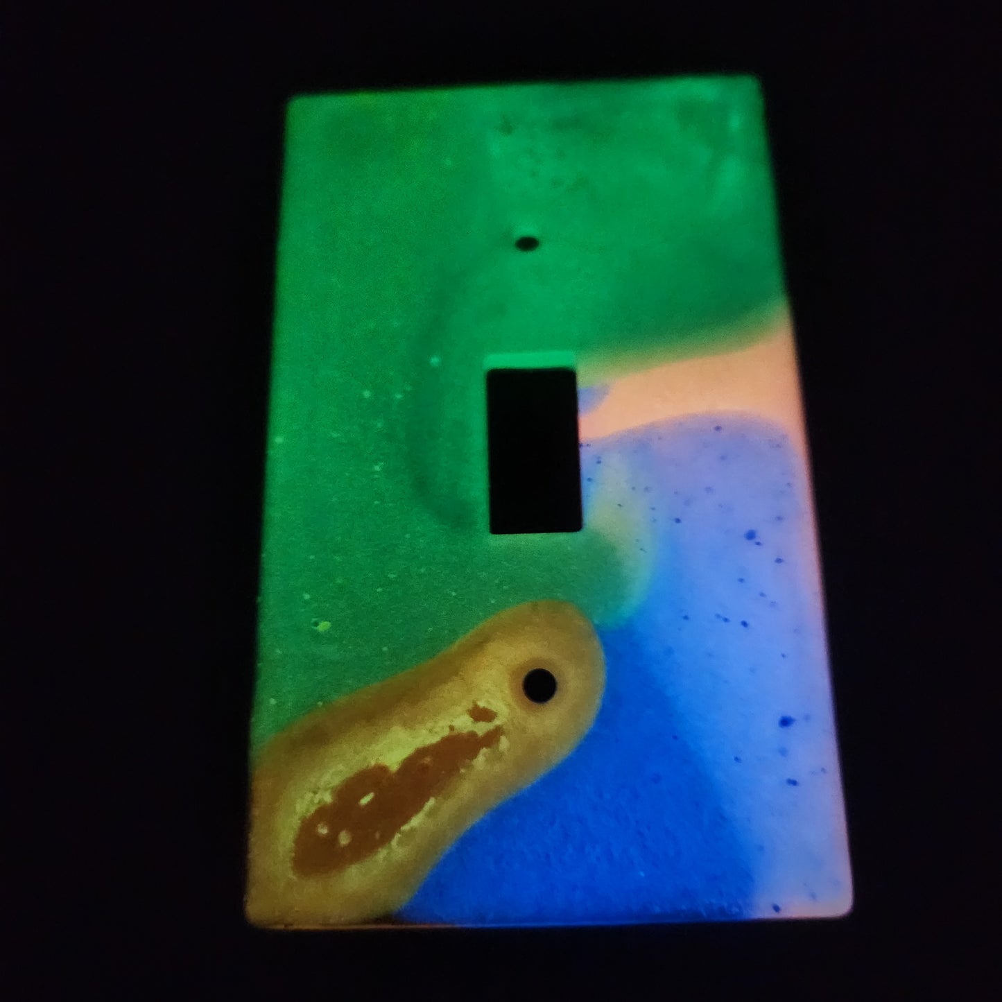 Rainbow swirl light switchplate *Glows in blacklight/UV & Glow-in-the-dark*