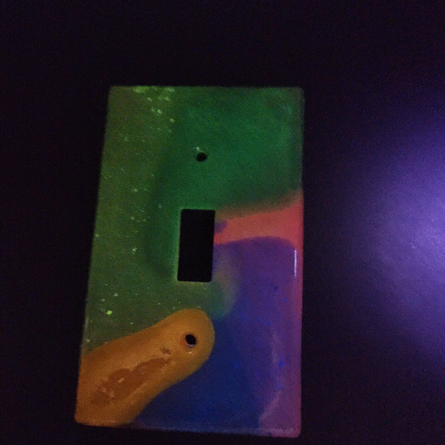 Rainbow swirl light switchplate *Glows in blacklight/UV & Glow-in-the-dark*