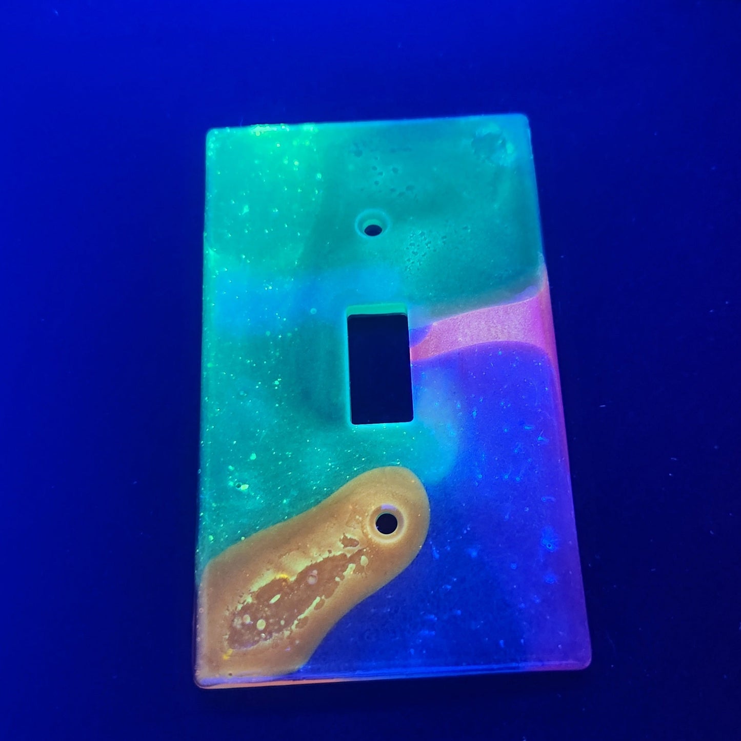 Rainbow swirl light switchplate *Glows in blacklight/UV & Glow-in-the-dark*
