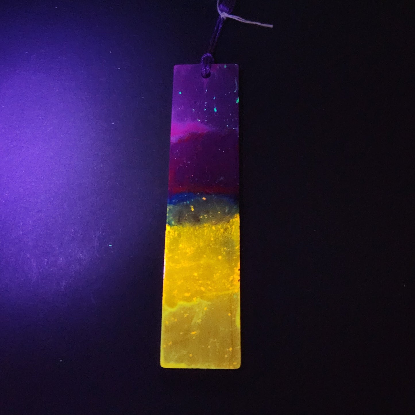 Purple and orange glow Bookmark *Glows in blacklight/UV and glows in dark*