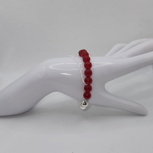 Red, white and silver-plated hematite (Medium sized)