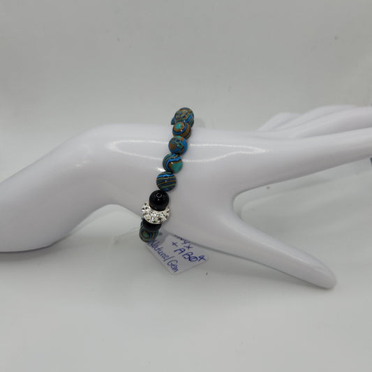Onyx and natural gem medium anklet and bracelet set