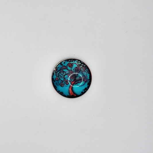 Teal and red tree refridgerator magnet