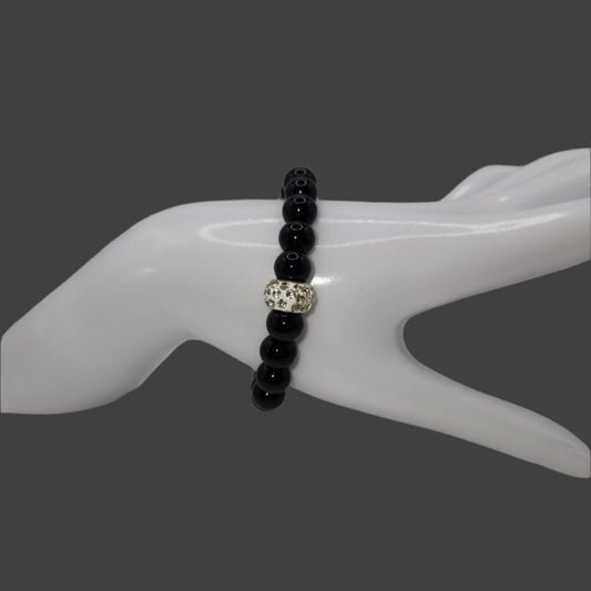 Onyx medium anklet and bracelet set